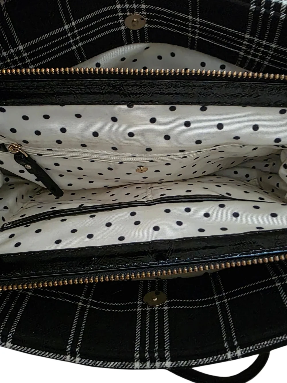 Kate Spade New York Primrose Hill Darcy Plaid Black White Shoulder Bag